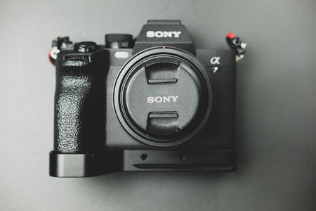 Bangkok, Thailand - January 7, 2024 : Sony Alpha a7 IV Full Frame hybrid MILC mirrorless camera. The best mirrorless camera with state of the art 40mm lensのeditorial素材