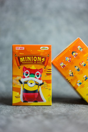 Bangkok, Thailand - January 9, 2024 : POP MART Minions Travelogues of China Series Figurine. Pop Figures Random Figures Action Figures Collectible Figures and Collectors Art Toyのeditorial素材