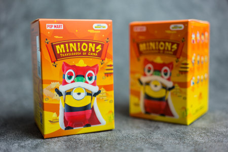 Bangkok, Thailand - January 13, 2024 : POP MART Minions Travelogues of China Series Figurine. Pop Figures Random Figures Action Figures Collectible Figures and Collectors Art Toyのeditorial素材