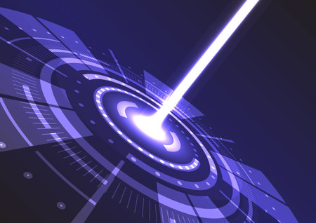 Ring radar vector of abstract wireless technology laser electronic abstract background futuristic science graphic design vector illustration. Digital world technology conceptのイラスト素材