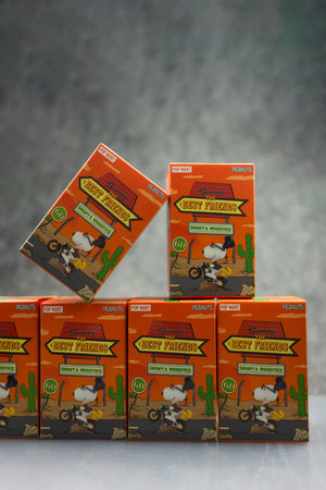 Bangkok, Thailand - January 31, 2024 : A box of Snoopy the Best Friends series figures. Material: PVC/ABS, a size height about 10cm. A whole set contains 9 blind boxesのeditorial素材
