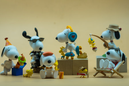 Bangkok, Thailand - February 3, 2024 : POP MART Snoopy The Best Friends Series Mystery Box. POP MART...