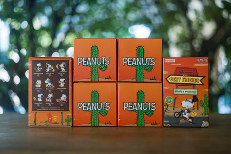 Bangkok, Thailand - February 8, 2024 : A box of Snoopy the Best Friends series figures, a size height about 10cm. A whole set contains 9 blind boxesのeditorial素材