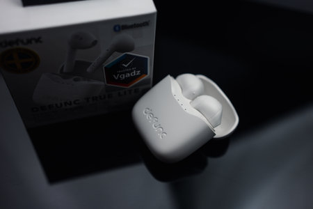 Bangkok, Thailand - February 12, 2024 : Earphones Defunc wireless headphones TRUE BASIC model with...