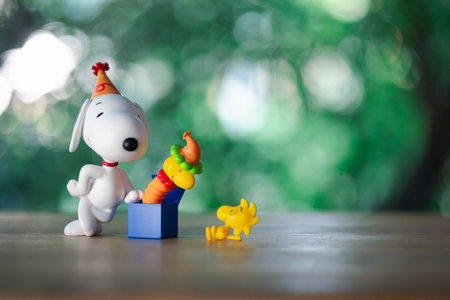 Bangkok, Thailand - February 16, 2024 : A toy of Snoopy, Jack in the box from pop mart the Best...