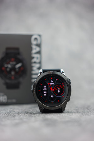 Bangkok, Thailand - February 16, 2024 : Smart watch Garmin Epix Pro Gen 2, Sapphire Edition 47 mm. Designed for smart lifestyle with touchscreen and buttonsのeditorial素材