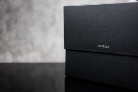 Bangkok, Thailand - February 21, 2024 : A black packaging box of Casio watch from the electronics...