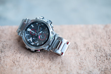 Bangkok, Thailand - February 21, 2024 : Casio G-Shock model MTG-B1000D-1ADR, luxury fashion watchのeditorial素材
