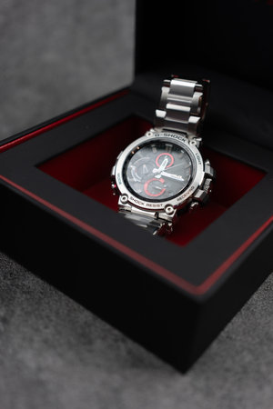 Bangkok, Thailand - February 21, 2024 : G-SHOCK watch model MTG-B1000D-1ADR model, an elegance and...