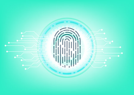 Technology fingerprint scanner security abstract background concept, abstract tech, Cloud computing, connect to network. Security cyber digital concept fingerprint scanのイラスト素材
