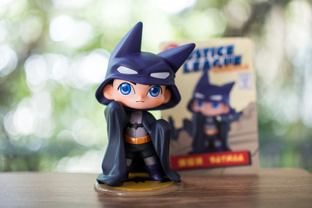 Bangkok, Thailand - February 29, 2024 : Characters Batman from popmart, a box of DC Justice League Childhood Series Figures. Art toys form Brand POP MARTのeditorial素材