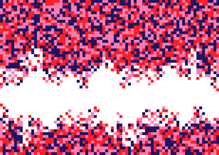 Red, pink and blue pixel abstract mosaic background. Vector graphic.のイラスト素材