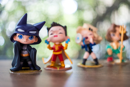 Bangkok, Thailand - March 18, 2024 : DC Justice League Childhood Series Figures. A whole set...