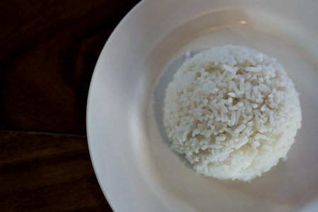 Thai Jasmine rice, staple food of Thailand and Asia, providing energy in every meal.の写真素材