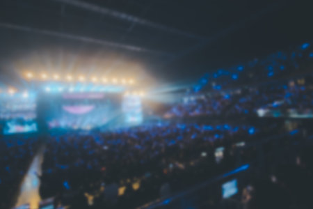 Defocused entertainment concert lighting on stage, blurred concertの写真素材