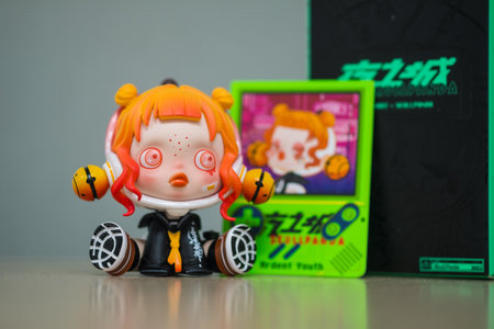 Samut Prakan, Thailand - May 1, 2024 : Skullpanda City of Night Series, art toy from POP MARTのeditorial素材