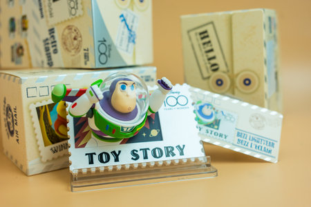 Bangkok, Thailand - May 4, 2024 : Figure of MINISO Disney 100 Years of Wonder Retro Stamp Series Blind Box Figure. Cute toyのeditorial素材
