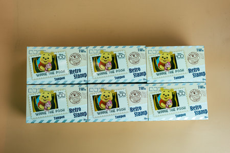 Bangkok, Thailand - May 10, 2024 : A set box of Disney 100th Anniversary Retro Stamp from MINISOのeditorial素材