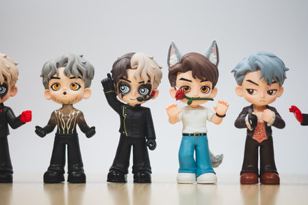 Bangkok, Thailand - May 10, 2024 : Art toy for POP MART x Jackson Wang, whole set contains 6 blind boxes. Chinese famous singer Jackson Wangのeditorial素材