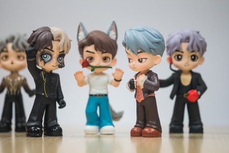 Bangkok, Thailand - May 21, 2024 : Art toy for POP MART x Jackson Wang, whole set contains 6 blind boxes. Chinese famous singer Jackson Wangのeditorial素材