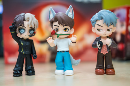 Bangkok, Thailand - May 21, 2024 : Art toy for POP MART x Jackson Wang, whole set contains 6 blind boxes. Chinese famous singer Jackson Wangのeditorial素材