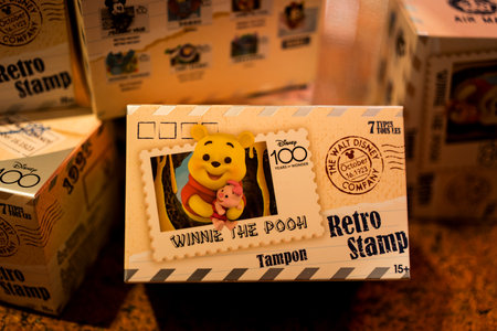 Bangkok, Thailand - May 25, 2024 : A box of Disney 100th Anniversary Retro Stamp from MINISOのeditorial素材