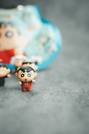 Bangkok, Thailand - June 9, 2024 : Crayon Shin chan Q Cute Doll Mini Changing Series. Shin-chan mini model from UNiPOP brand.のeditorial素材