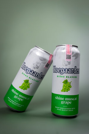 Samut Prakan, Thailand - June 9, 2024 : The beer brand Hoegaarden, a new flavor of Shine Muscat Grape.のeditorial素材