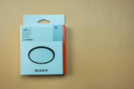 Bangkok, Thailand - June 13, 2024 : A box of sony filter for protect, MC Protecting Filter. The transparent multi-coated filter protects the camera lens from dust, dirt, and fingerprints.のeditorial素材