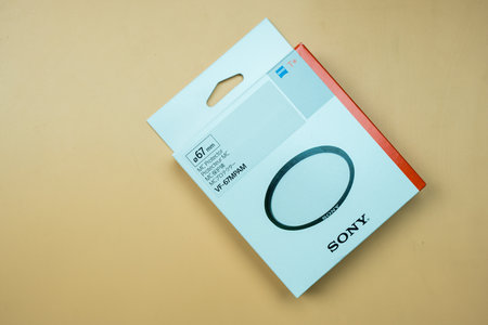 Bangkok, Thailand - June 16, 2024 : A box of sony filter for protect, MC Protecting Filter. The transparent multi-coated filter protects the camera lens from dust, dirt, and fingerprints.のeditorial素材