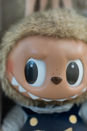 Bangkok, Thailand - June 23, 2024 : A cute doll of LABUBU Time to Chill-Vinyl Plush Doll. POP MARTのeditorial素材