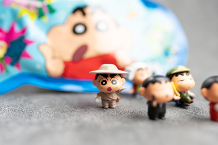 Bangkok, Thailand - June 23, 2024 : Crayon Shin chan Q Cute Doll Mini Changing Series. Shin-chan mini model from UNiPOP brand.のeditorial素材