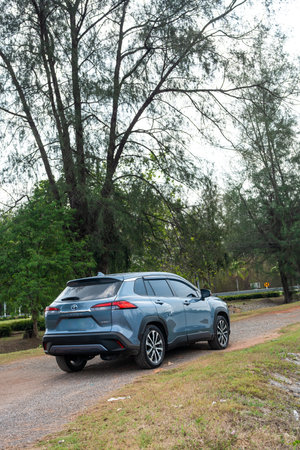 Bangkok, Thailand - June 25, 2024 : Private new Toyota corolla CROSS, Celestite gray metallic.のeditorial素材