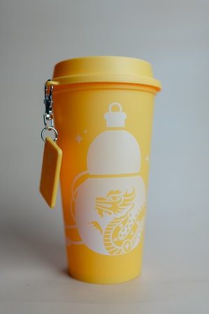 Bangkok, Thailand - June 26, 2024 : A reusable cup from Cafe Amazon, Get power to enhance your luck with cup name of Dragon pattern. Get 1 free Dragon Reusable Cup in June 25, 2024のeditorial素材