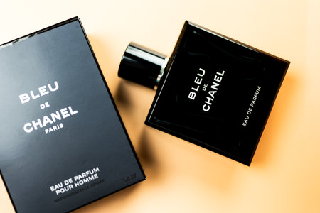 Bangkok, Thailand - July 15, 2024 : A bottle of Bleu De Chanel perfumeのeditorial素材