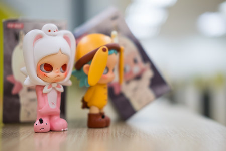 Bangkok, Thailand - July 19, 2024 : Cute art toys POP MART is Zsiga We're So Cute Series Blind Box, Bored Puppy and Rabbit on the Range, collectible cute toysのeditorial素材
