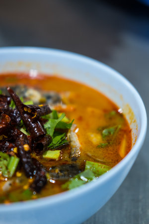 Fish head Tom Yum.  Thai hot and spicy soup