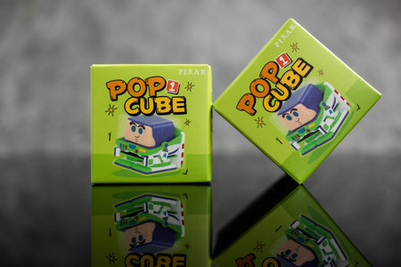 Bangkok, Thailand - September 8, 2024 : Blind box or surprise toy from POP MART this collection of Disney Pixar POP CUBE 1 Series figuresのeditorial素材