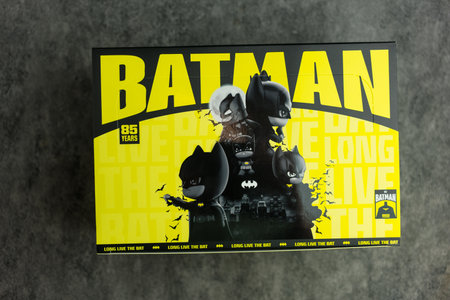 Bangkok, Thailand - September 8, 2024 : A set box of DC Batman 85th Anniversary Series Figures, Whole set contain 6 blind boxesのeditorial素材