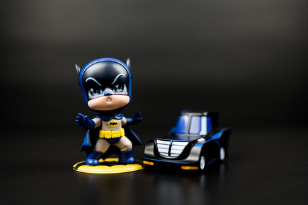 Bangkok, Thailand - September 21, 2024 : Figures DC Batman 85th Anniversary Series from POP MART....