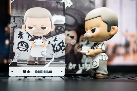 Bangkok, Thailand - September 21, 2024 : Walks of Life Series, Pop Mart. Art toys action figures gentleman. The whole set contains 12 blind boxesのeditorial素材