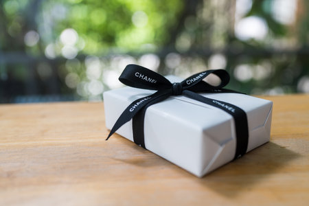 Bangkok, Thailand - September 21, 2024 : Luxury gift box for men, Brand from Chanel ready to surprise for daddy or husbandのeditorial素材