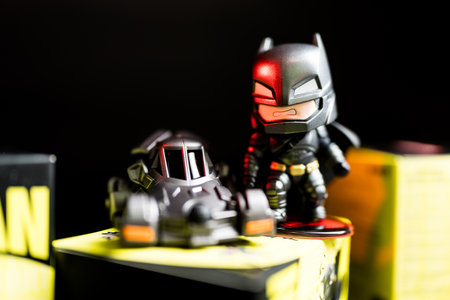 Bangkok, Thailand - September 21, 2024 : A Figures DC Batman 85th Anniversary Series from POP MART. Batman v Superman, Dawn of justice 2016 filmのeditorial素材