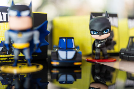 Bangkok, Thailand - September 21, 2024 : A Figures DC Batman 85th Anniversary Series from POP MART. The Batman 2022 filmのeditorial素材