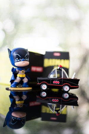 Bangkok, Thailand - September 25, 2024 : A Figures DC Batman 85th Anniversary Series from POP MART. Batman 1966 TV seriesのeditorial素材