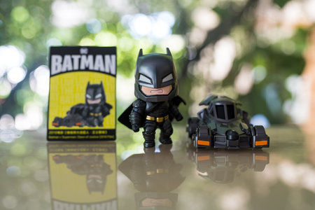 Bangkok, Thailand - September 26, 2024 : A Figures DC Batman 85th Anniversary Series from POP MART. Batman v Superman, Dawn of justice 2016 filmのeditorial素材