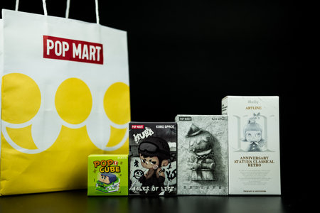 Bangkok, Thailand - September 26, 2024 : Many box of Art toys from POPMART
