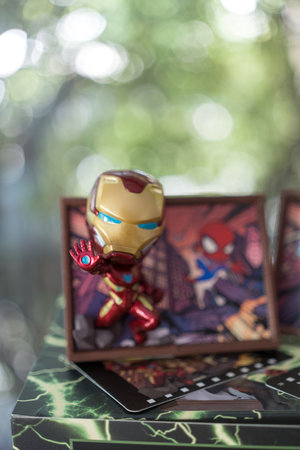 Bangkok, Thailand - November 23, 2024 : Iron man, Frame Series Figures from Pop Mart shop. Marvel x Pop Martのeditorial素材