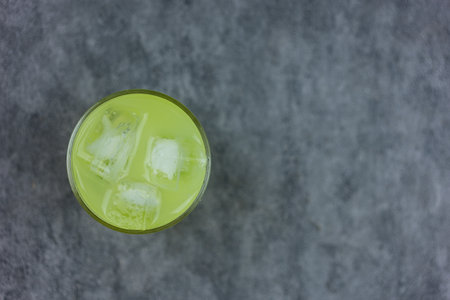 Green guava juice with ice. Top viewの写真素材