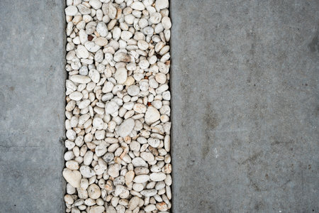 White pebble in the way in the garden. Top viewの写真素材